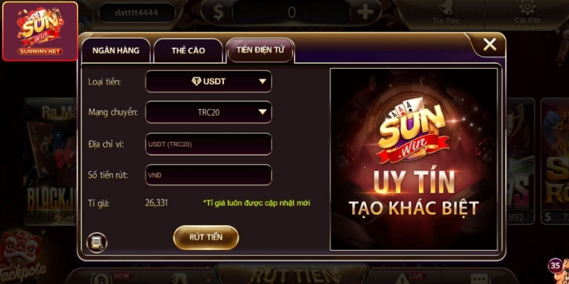 Rút tiền Sunwin qua USDT